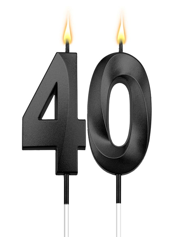 STARKET 40th Birthday Candles Black 40 Birthday Cake Topper Happy 40th Birthday Decorations Black Birthday Candles for Cake 40 Birthday Decorations for Her Birthday Party Favors - Image 1